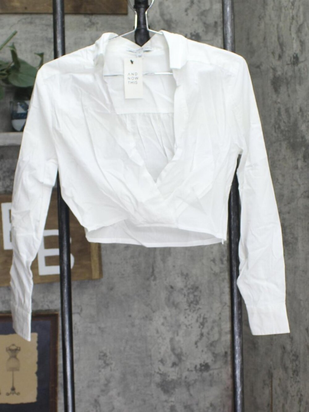 White And Now This Faux Wrap Poplin Shirt Bright S Sz S